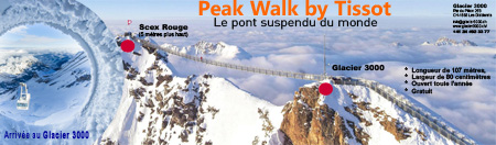 Le pont suspendu Peak Walk, Glacier 3000, Les Diablerets, Aigle sur la carte suisse